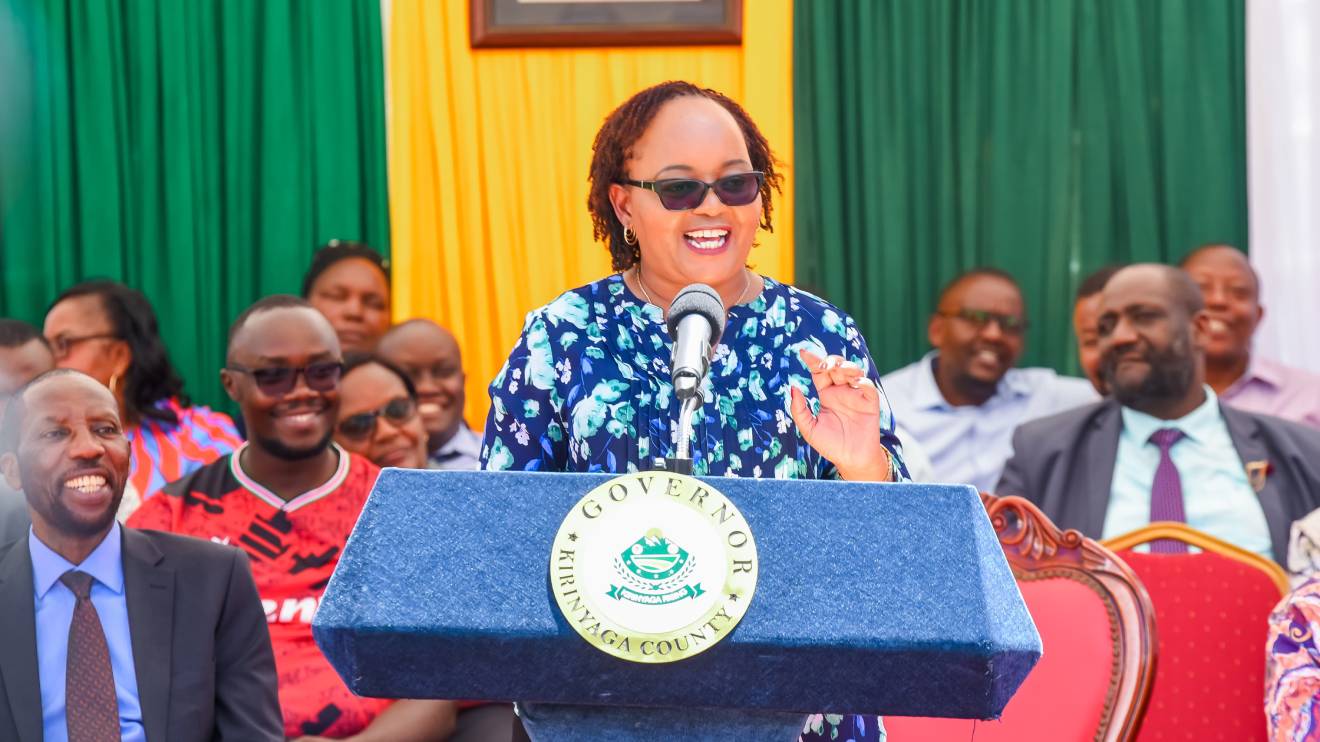 Anne Waiguru addressing residents of Kiini Ward. PHOTO/COURTESY